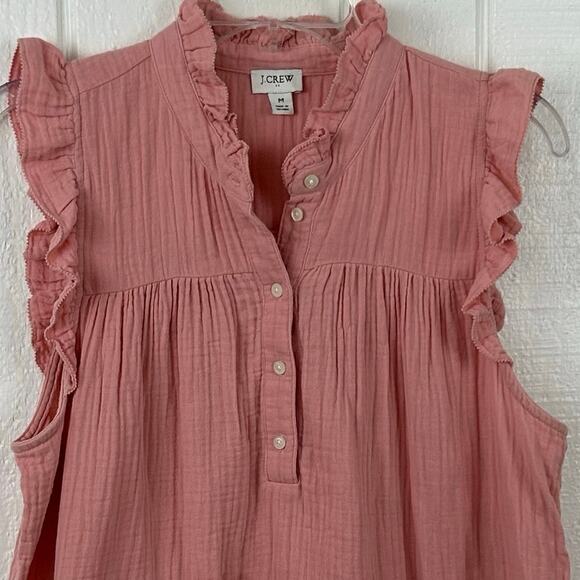 💘not for sale💘sold💘J.Crew Women Sleeveless Gauze Ruffle Top Blouse Pink Preppy F - Picture 4 of 7